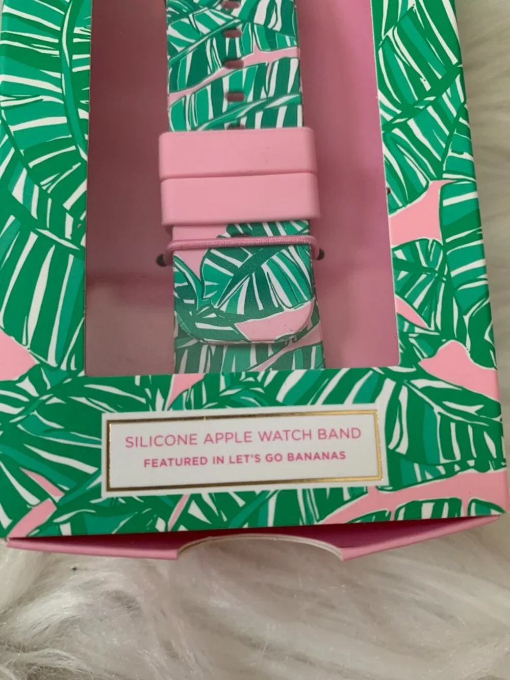 LILLY PULITZER Let's Go Bananas Silicone Apple Watch Band in Green/Pink